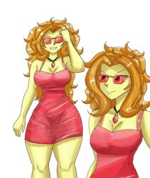 Size: 1600x1900 | Tagged: safe, artist:zachc, imported from derpibooru, adagio dazzle, equestria girls, alternate clothes, breasts, cleavage, clothes, dress, female, gem, simple background, siren gem, solo, sunglasses, white background