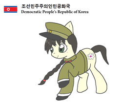 Size: 1181x1025 | Tagged: safe, artist:foxy1219, imported from derpibooru, oc, oc only, oc:mokran, pony, braid, clothes, female, hat, korean, military uniform, nation ponies, north korea, ponified, simple background, solo, uniform, white background