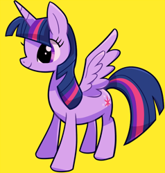 Size: 524x550 | Tagged: safe, artist:awbt, imported from derpibooru, twilight sparkle, alicorn, pony, simple background, solo, twilight sparkle (alicorn), yellow background