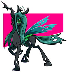 Size: 600x640 | Tagged: safe, artist:awbt, imported from derpibooru, queen chrysalis, changeling, changeling queen, crown, female, jewelry, raised hoof, regalia, simple background, solo, white background