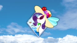 Size: 960x540 | Tagged: safe, artist:lennytribe, imported from derpibooru, rarity, dolphin, pony, unicorn, beach, female, hat, magic, mare, solo, sunglasses