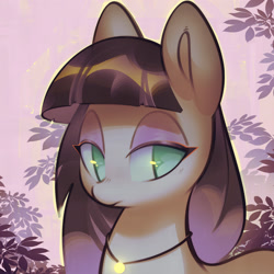 Size: 1999x1999 | Tagged: safe, artist:mirroredsea, imported from derpibooru, maud pie, earth pony, pony, female, jewelry, lidded eyes, mare, necklace, solo