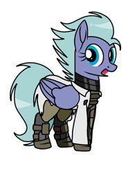 Size: 768x1024 | Tagged: safe, artist:windy breeze, imported from derpibooru, oc, oc only, oc:windy evergood, pegasus, pony, derpibooru community collaboration, fallout equestria, 2022 community collab, clothes, enclave, grand pegasus enclave, shading, simple background, solo, torn clothes, transparent background