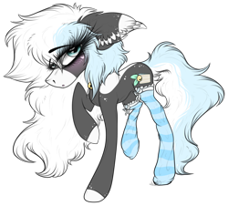 Size: 2370x2138 | Tagged: safe, artist:beamybutt, imported from derpibooru, oc, oc only, oc:bluebell, earth pony, pony, clothes, colored hooves, ear fluff, earth pony oc, female, high res, mare, simple background, socks, solo, striped socks, transparent background