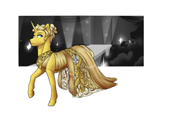 Size: 2000x1426 | Tagged: safe, artist:royvdhel-art, imported from derpibooru, oc, oc only, pony, unicorn, clothes, dress, horn, solo, unicorn oc