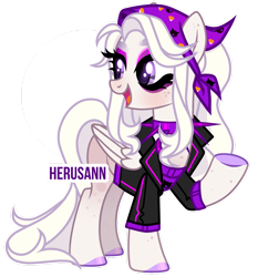 Size: 1600x1718 | Tagged: safe, artist:herusann, imported from derpibooru, oc, oc only, pegasus, pony, bandana, base used, choker, clothes, colored hooves, female, looking back, mare, pegasus oc, simple background, smiling, solo, spiked choker, transparent background, wings