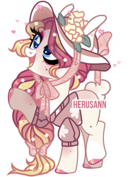 Size: 1866x2578 | Tagged: safe, artist:herusann, imported from derpibooru, oc, oc only, earth pony, pony, base used, clothes, female, hat, hoof polish, makeup, mare, simple background, smiling, solo, sun hat, white background