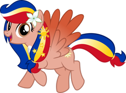 Size: 2848x2106 | Tagged: safe, artist:jhayarr23, imported from derpibooru, oc, oc only, oc:pearl shine, pegasus, pony, female, flower, flower in hair, flying, high res, looking at you, mare, nation ponies, open mouth, open smile, philippines, simple background, smiling, smiling at you, solo, transparent background