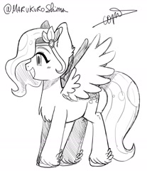 Size: 1536x1858 | Tagged: safe, artist:marukuro, imported from derpibooru, pipp petals, pony, g5, monochrome, solo