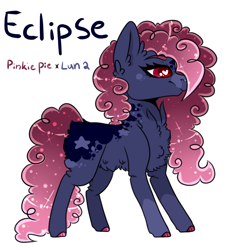 Size: 990x990 | Tagged: safe, artist:sparky-boi, imported from derpibooru, oc, oc only, oc:eclipse, pony, chest fluff, magical lesbian spawn, offspring, parent:pinkie pie, parent:princess luna, parents:lunapie, simple background, solo, white background