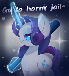 Size: 1900x2100 | Tagged: safe, artist:miryelis, imported from derpibooru, rarity, pony, unicorn, baseball bat, cheems, elegant, female, horny jail, looking at you, magic, smiling, smiling at you, solo