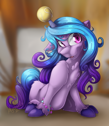 Size: 2550x2949 | Tagged: safe, artist:mychelle, imported from derpibooru, izzy moonbow, pony, unicorn, ball, g5, high res, horn, hornball, izzy's tennis ball, my little pony: a new generation, solo, tennis ball