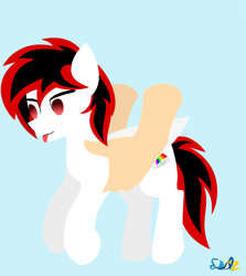 Size: 1380x1545 | Tagged: safe, artist:samsailz, imported from derpibooru, oc, oc only, earth pony, pony, :p, commission, hand, holding a pony, lineless, no pupils, screaming, solo, tongue out, ych example, ych result, your character here