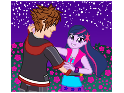 Size: 480x360 | Tagged: safe, artist:wavebreeze234, imported from derpibooru, equestria girls, clothes, crossover, dancing, eyelashes, female, grin, kingdom hearts, male, simple background, smiling, sora, straight, transparent background