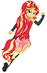 Size: 433x670 | Tagged: safe, artist:wavebreeze234, imported from derpibooru, sunset shimmer, equestria girls, clothes, eyelashes, female, fist pump, see-through, simple background, skirt, smiling, solo, transparent background