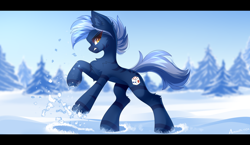 Size: 8000x4651 | Tagged: safe, artist:airiniblock, imported from derpibooru, oc, oc only, oc:dark straw, pony, zebra, commission, rcf community, snow, solo, zebra oc