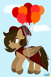 Size: 1376x2065 | Tagged: safe, artist:samsailz, imported from derpibooru, oc, oc only, pegasus, pony, balloon, commission, fly away, hat, lineless, no pupils, solo, witch hat, ych example, ych result, your character here