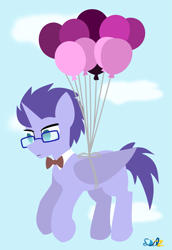 Size: 1417x2065 | Tagged: safe, artist:samsailz, imported from derpibooru, oc, oc only, alicorn, pegasus, pony, balloon, bowtie, collar, commission, fly away, hat, lineless, no pupils, solo, witch hat, ych example, ych result, your character here