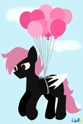 Size: 1376x2065 | Tagged: safe, artist:samsailz, imported from derpibooru, oc, oc only, pegasus, pony, balloon, commission, fly away, lineless, no pupils, solo, ych example, ych result, your character here