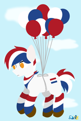 Size: 1376x2065 | Tagged: safe, artist:samsailz, imported from derpibooru, oc, oc only, earth pony, pony, balloon, commission, fly away, lineless, no pupils, solo, ych example, ych result, your character here