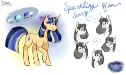 Size: 3000x1800 | Tagged: safe, artist:just-silvushka, imported from derpibooru, oc, oc only, pony, unicorn, base used, bow, eyelashes, female, hair bow, horn, mare, offspring, parent:flash sentry, parent:twilight sparkle, parents:flashlight, reference sheet, smiling, unicorn oc