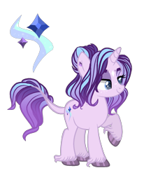 Size: 1205x1396 | Tagged: safe, artist:just-silvushka, imported from derpibooru, oc, oc only, pony, unicorn, base used, eyelashes, female, horn, magical lesbian spawn, mare, offspring, parent:rarity, parent:starlight glimmer, parents:starity, raised hoof, simple background, smiling, solo, transparent background, unicorn oc