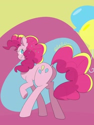 Size: 3024x4032 | Tagged: safe, artist:darkdoubloon, imported from derpibooru, pinkie pie, earth pony, pony, balloonbutt, butt, dock, female, looking at you, looking back, looking back at you, mare, plot, smiling, smiling at you, solo, tail