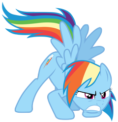 Size: 7000x7300 | Tagged: safe, artist:tardifice, imported from derpibooru, rainbow dash, pegasus, pony, daring done?, absurd resolution, angry, face down ass up, female, frown, gritted teeth, mare, simple background, solo, spread wings, transparent background, vector, wings