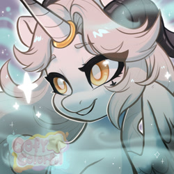 Size: 2000x2000 | Tagged: safe, artist:oofycolorful, imported from derpibooru, oc, oc only, alicorn, pony, alicorn oc, bust, high res, horn, portrait, solo, watermark, wings