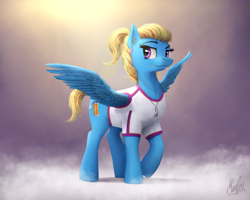 Size: 3300x2639 | Tagged: safe, artist:magfen, imported from derpibooru, oc, oc only, oc:thunderclap dash, pegasus, pony, fanfic:obsidian: shards of sombra, female, fimfiction, high res, offspring, parent:rainbow dash, solo