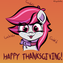 Size: 2000x2000 | Tagged: safe, artist:sugardotxtra, imported from derpibooru, oc, oc:sugar dot, :p, collar, high res, holiday, thanksgiving, tongue out