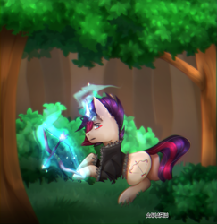 Size: 1251x1285 | Tagged: safe, artist:aakariu, imported from derpibooru, oc, oc only, pony, unicorn, arrow, bow (weapon), butt, digital, levitation, magic, plot, solo, telekinesis