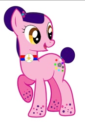 Size: 878x1258 | Tagged: safe, artist:decokelow, imported from derpibooru, oc, oc:mariphi, earth pony, pony, derpibooru community collaboration, 2022 community collab, base used, bun, choker, cutie mark, philippines, solo