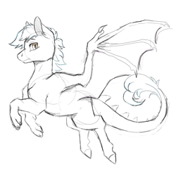 Size: 3000x3000 | Tagged: safe, artist:flaming-trash-can, imported from derpibooru, pony, bat wings, high res, sketch, solo, wings