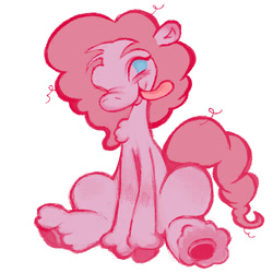 Size: 500x500 | Tagged: safe, artist:cutegargoyle, imported from derpibooru, pinkie pie, earth pony, pony, simple background, sitting, solo, tongue out, white background