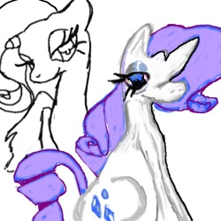Size: 1144x1144 | Tagged: safe, artist:cutegargoyle, imported from derpibooru, rarity, pony, unicorn, 1000 hours in ms paint, duality, sketch, solo