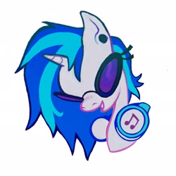Size: 2048x2048 | Tagged: safe, artist:cutegargoyle, imported from derpibooru, dj pon-3, vinyl scratch, pony, unicorn, bust, ear piercing, headphones, high res, piercing, simple background, solo, vinyl's glasses, white background