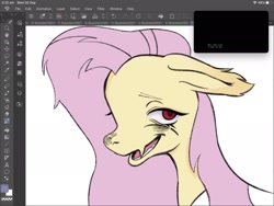 Size: 2048x1536 | Tagged: safe, artist:cutegargoyle, imported from derpibooru, fluttershy, bat pony, pony, bat ponified, bust, floppy ears, flutterbat, race swap, red eyes, screenshots, solo