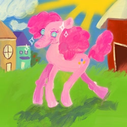 Size: 2048x2048 | Tagged: safe, artist:cutegargoyle, imported from derpibooru, pinkie pie, earth pony, pony, colored pupils, high res, solo, sun