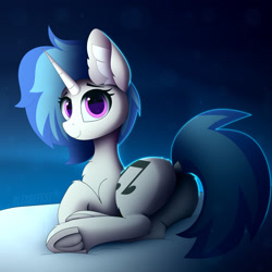 Size: 1920x1920 | Tagged: safe, alternate version, artist:alexbefest, imported from derpibooru, dj pon-3, vinyl scratch, pony, unicorn, butt, cute, dock, featureless crotch, fluffy, frog (hoof), hooves, looking at you, plot, smiling, smiling at you, solo, tail, underhoof, vinyl ass