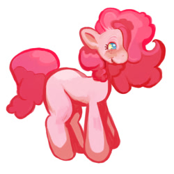 Size: 600x600 | Tagged: safe, artist:cutegargoyle, imported from derpibooru, pinkie pie, earth pony, pony, freckles, missing cutie mark, simple background, smiling, solo, white background