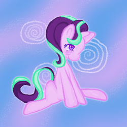 Size: 1600x1600 | Tagged: safe, artist:cutegargoyle, imported from derpibooru, starlight glimmer, pony, unicorn, abstract background, female, mare, sitting, smiling, solo