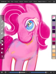 Size: 768x1024 | Tagged: safe, artist:cutegargoyle, imported from derpibooru, pinkie pie, earth pony, pony, freckles, screenshots, smiling, solo