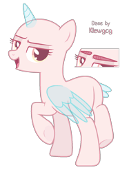 Size: 1030x1377 | Tagged: safe, artist:klewgcg, imported from derpibooru, oc, oc only, alicorn, pony, alicorn oc, bald, base, bedroom eyes, butt, eyelashes, female, horn, mare, plot, raised hoof, simple background, solo, transparent background, underhoof, wings