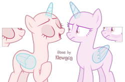 Size: 1359x898 | Tagged: safe, artist:klewgcg, imported from derpibooru, oc, oc only, alicorn, pony, alicorn oc, bald, base, duo, eyelashes, female, frown, hoof on chest, horn, mare, simple background, smiling, transparent background, wings