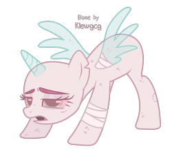 Size: 1200x1069 | Tagged: safe, artist:klewgcg, imported from derpibooru, oc, oc only, alicorn, pony, alicorn oc, bald, bandage, base, eyelashes, female, horn, injured, mare, sick, simple background, solo, tired, transparent background, wings