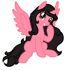 Size: 620x668 | Tagged: safe, artist:wavebreeze234, imported from derpibooru, oc, oc only, alicorn, pony, eyelashes, female, grin, mare, raised hoof, simple background, smiling, solo, spread wings, transparent background, wings