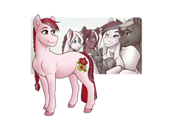 Size: 2000x1426 | Tagged: safe, artist:royvdhel-art, imported from derpibooru, oc, oc only, earth pony, pony, baby, baby pony, earth pony oc, group, looking back, smiling