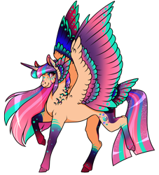 Size: 2255x2480 | Tagged: safe, artist:oneiria-fylakas, imported from derpibooru, oc, oc only, oc:purple dash, alicorn, pony, colored wings, female, high res, mare, multicolored wings, simple background, solo, tail, tail feathers, transparent background, wings