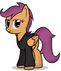 Size: 382x444 | Tagged: safe, artist:factory-fanart, imported from derpibooru, scootaloo, pegasus, pony, fanfic:pegasus device, fanfic:rainbow factory, absentia, black hoodie, evil, evil scootaloo, factory scootaloo, fanfic art, looking at you, older, older scootaloo, simple background, transparent background